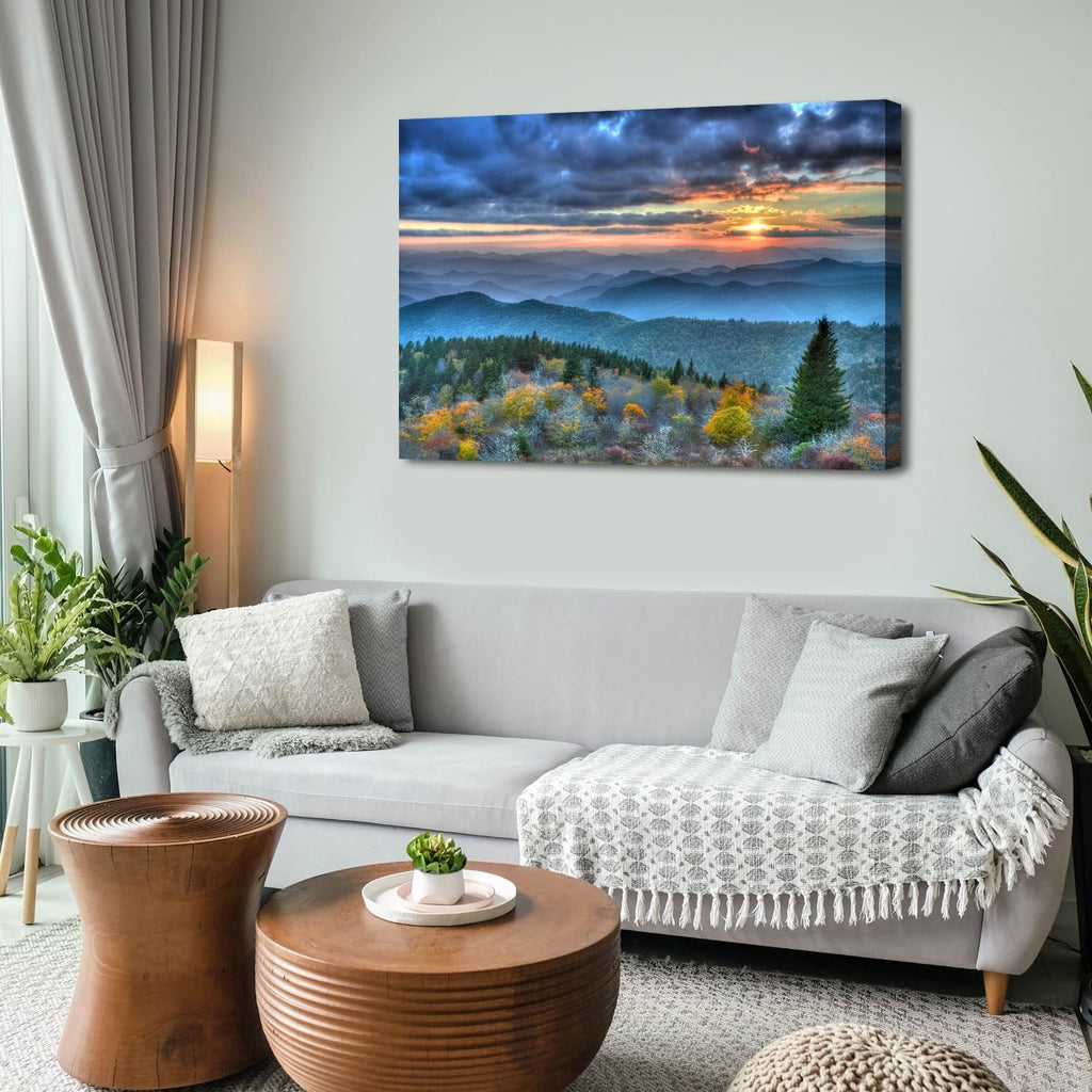 Large Smoky Mountain Wall Art Blue Ridge Mountains Wall Decor Appalachians National Park Posters Nature Sunset Forest