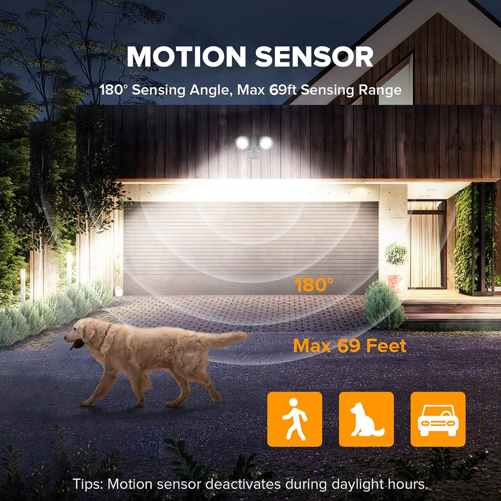 2 Pack 32W 3500 Lumen LED Security Lights Motion Sensor Light Outdoor, 5000K Daylight, IP65 Waterproof, Dusk to Dawn