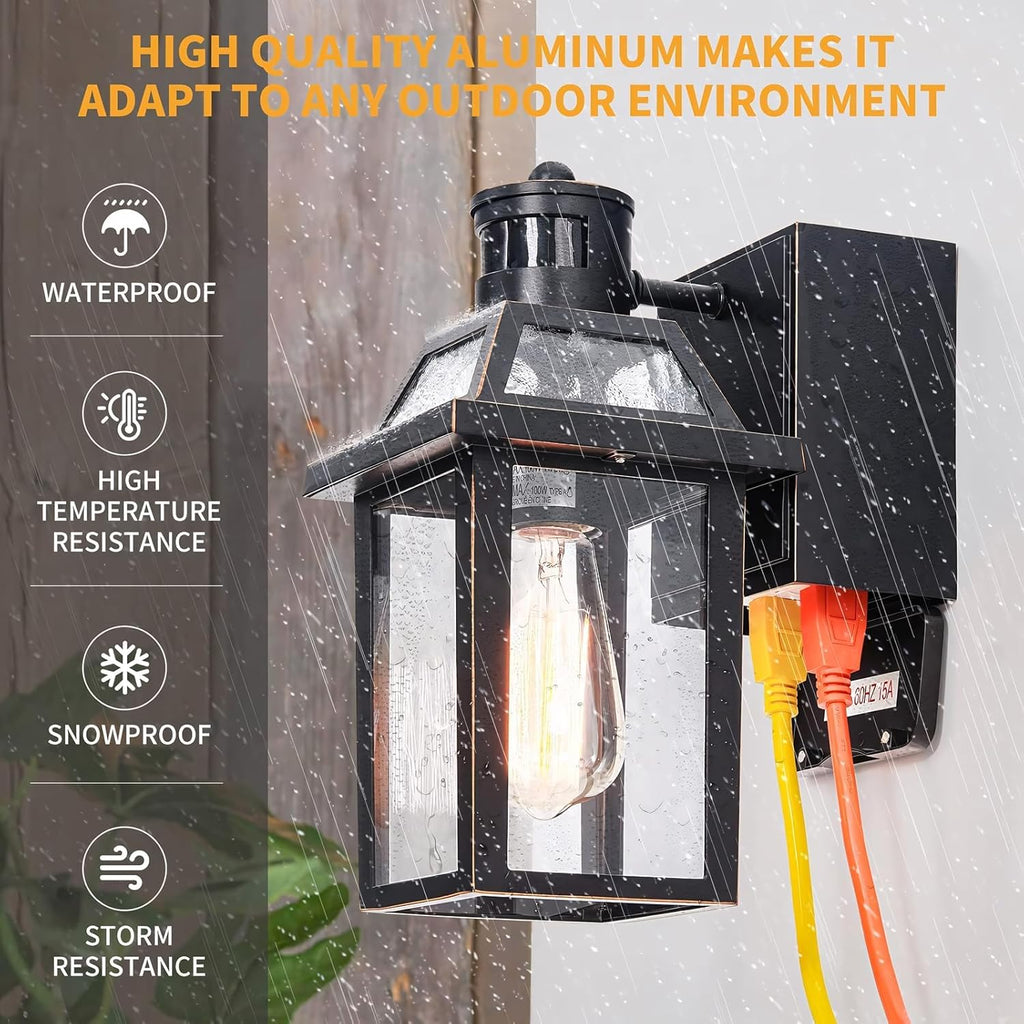 Porch Lights with GFCI Outlet, Dusk to Dawn Outdoor Lights with Outlet
