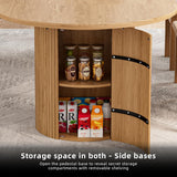 43-95 Inch Oval Extendable Dining Table for 4-10, Fluted Space Saving Long Round Kitchen Table with 3 Leaf, 2