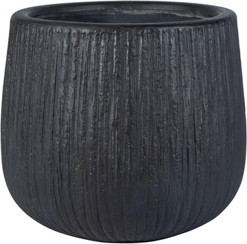 Outdoor - Francia Black Concrete Ficonstone Planter Pot with Drainage Hole, Frost Resistant Garden Planter , Deck