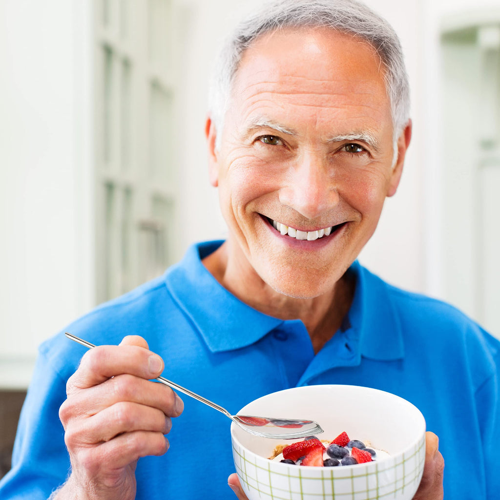 Adaptive Utensils for Elderly, Parkinsons Flat Edge Spoon Set, Non-Weighted