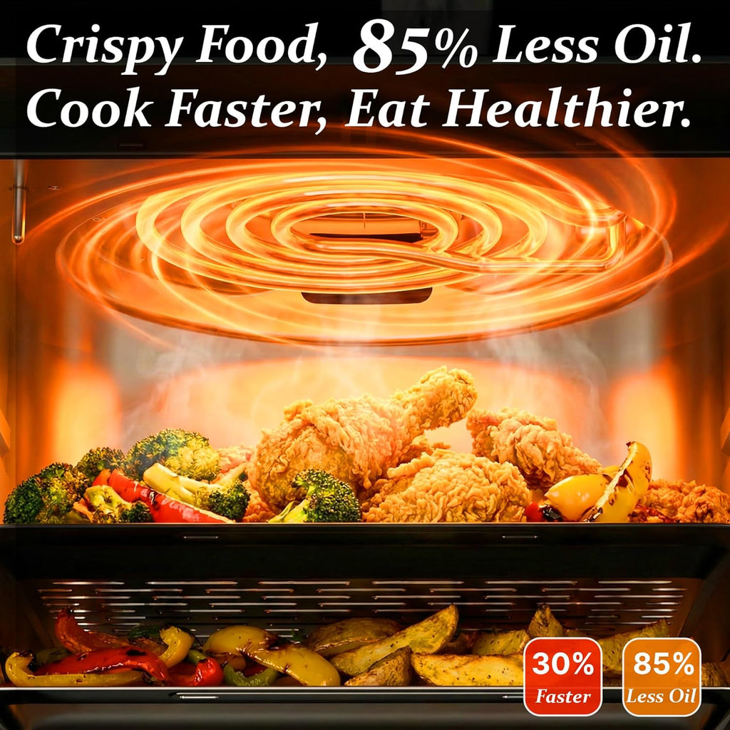 12QT Air Fryer Oven, 8-in-1 Air Fryer Toaster Oven Combo with 8 Presets, Family Size Countertop Oven with 2 Baking