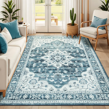 Coastal Blue White Area Rugs