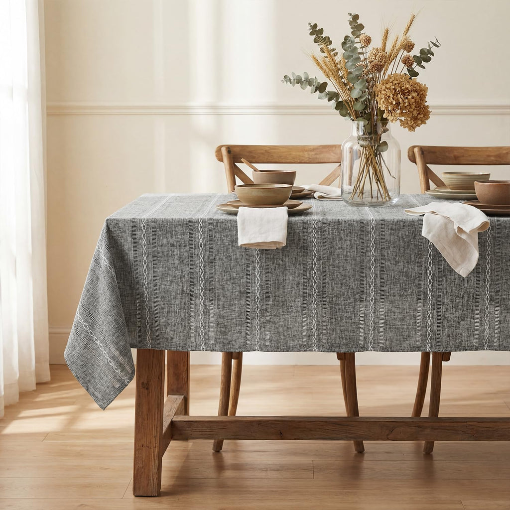 Grey Rectangular Tablecloth, 60×140 Inch, Farmhouse Decor