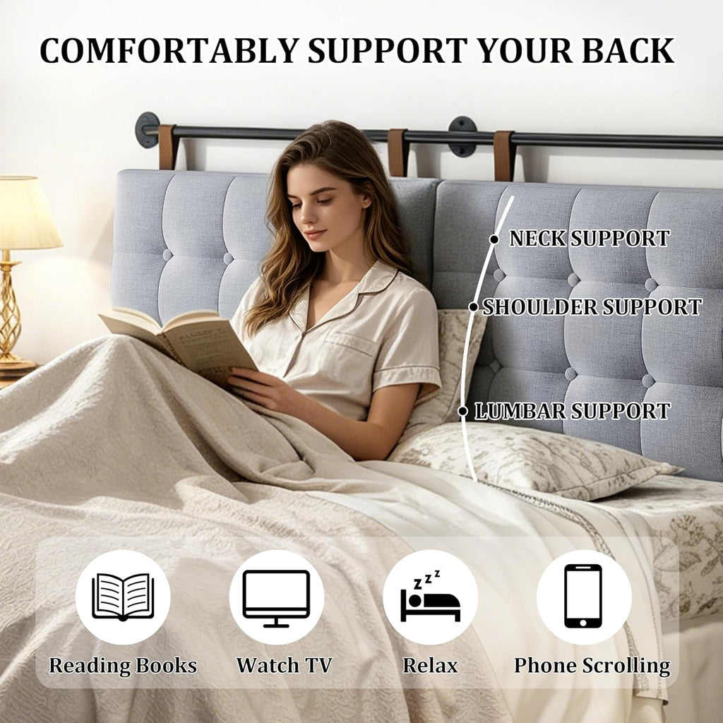 King Headboard Headboards for Adjustable Beds Backboard Wall Mounted Headboard with Gray Button Tufting Hanging Head