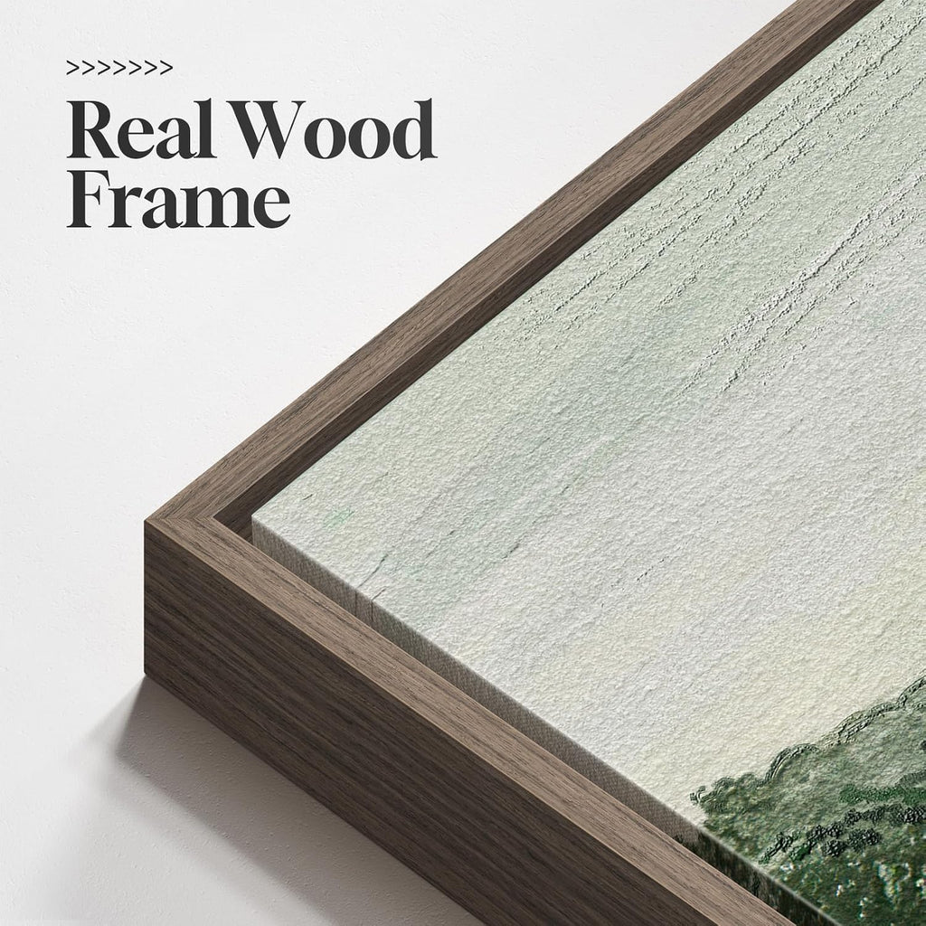 Extra Large Framed Landscape Rustic Wall Art , Vintage Scenery Canvas Artwork Prints, Countryside Vast Field