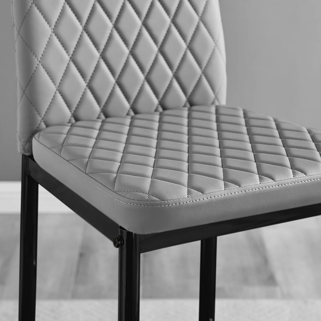 Milan Bar Stools - Contemporary Gray Soft Faux Leather Stools with Black Legs - Set of 2