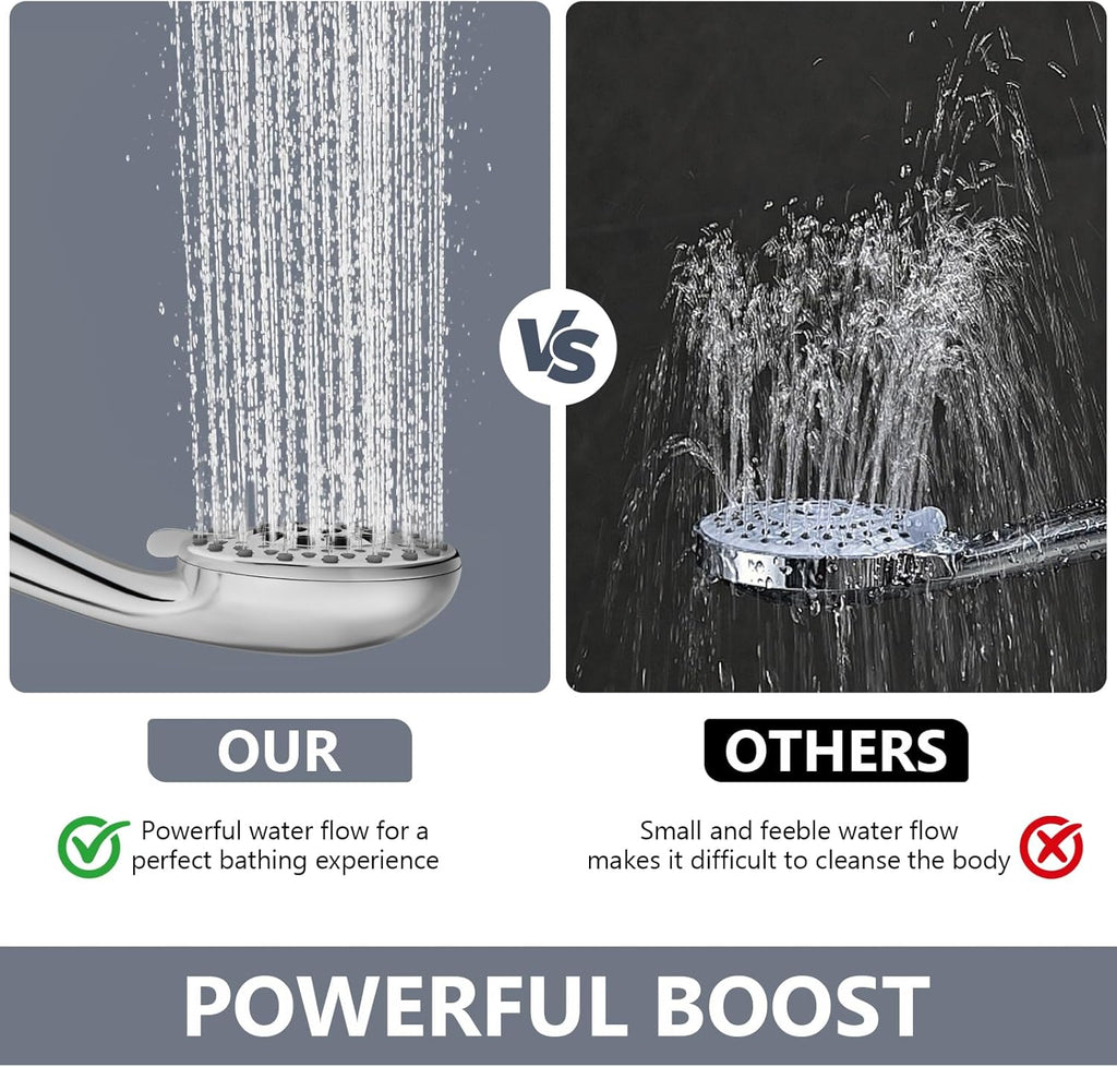 High Pressure Shower Head with Powerful Shower Spray & 59'' Stainless Steel Hose, 5 Spray Modes