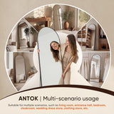 71" x28” Arched Full Length Floor Mirror, Black Aluminum Frame, Free Standing/Wall Mount/Leaning , Dressing Room