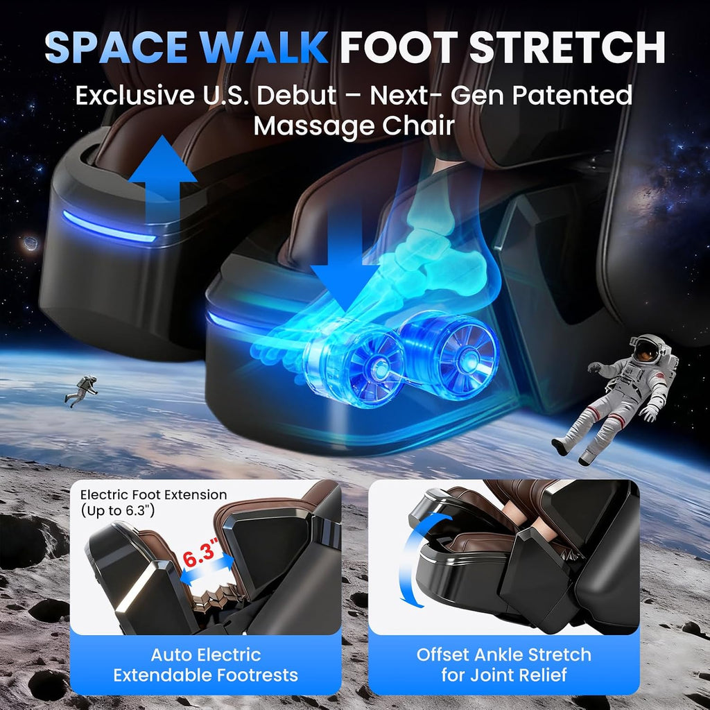 4D Massage Chair Full Body with Space Walk & Ankle Stretch, 2026 Zero Gravity 55" SL-Track Shiatsu Massage Chair