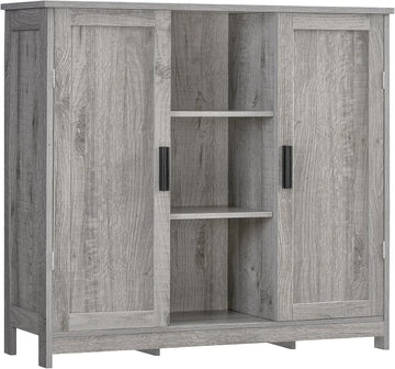 Storage Cabinet with 2 Doors and 4 Adjustable Shelves, Buffet Cabinet with Storage, Floor Cabinet , Rustic Gray