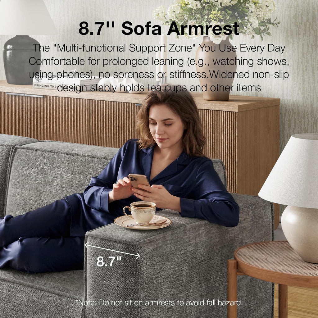 109" Modular Sectional Sofa, No Assembly Cloud Sectional Couch with Smarts Coil Support, Chenille Fabric L Shape