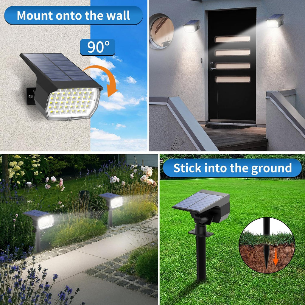 Solar Spot Lights Outdoor 10 Pack, [46 LED/3 Modes] Solar Landscape Spotlights Waterproof, 2-in-1 Auto On/Off Solar