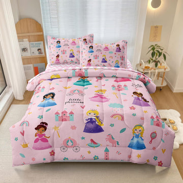 Kids Girls Princess Comforter Set, Twin, Pink