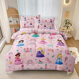 Kids Girls Princess Comforter Set, Twin, Pink