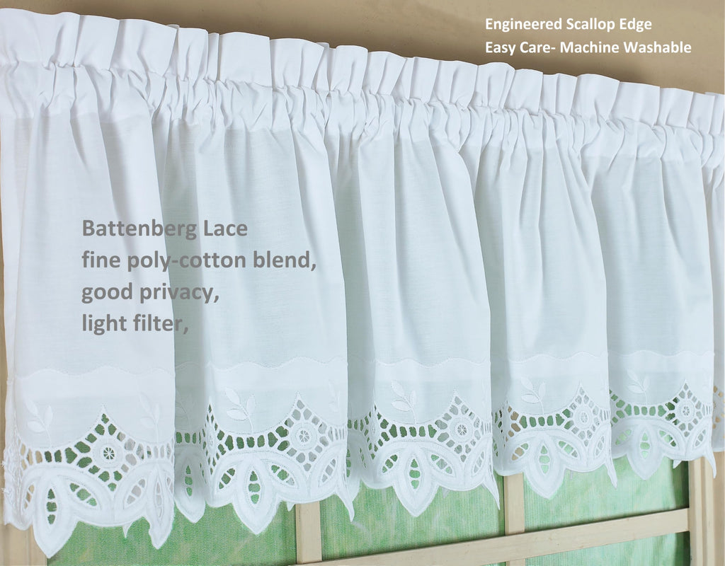 Heirloom Battenberg Eyelet Swag 38", White, 58" W x 38" L