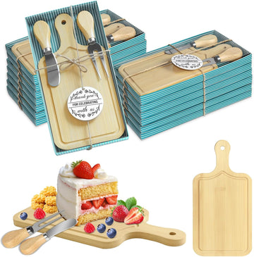 12 Sets Bridal Shower Game Prizes, Mini Charcuterie Boards, Bamboo Wooden | With Knifes Forks, Thank You Tags and