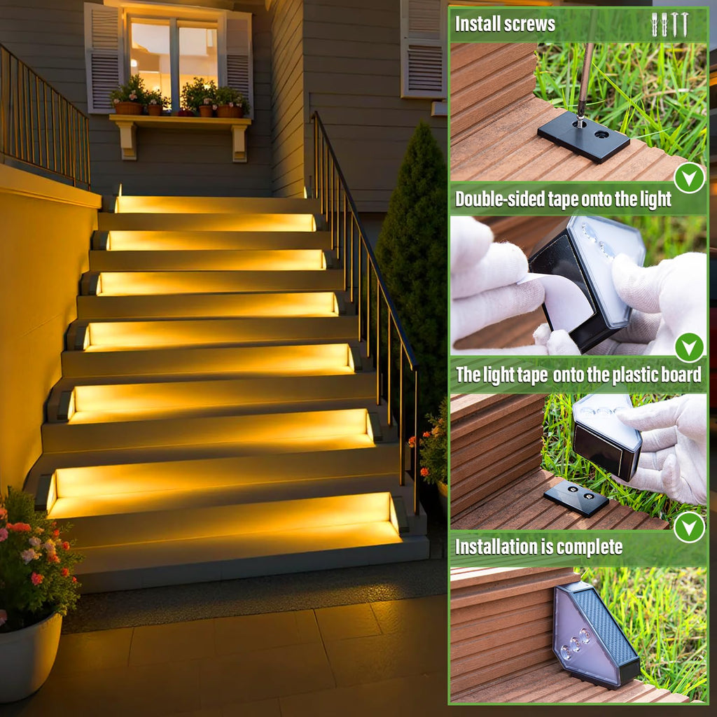 Solar Step Lights Suitable for Garden Patio Stair Decor Warm White-10P