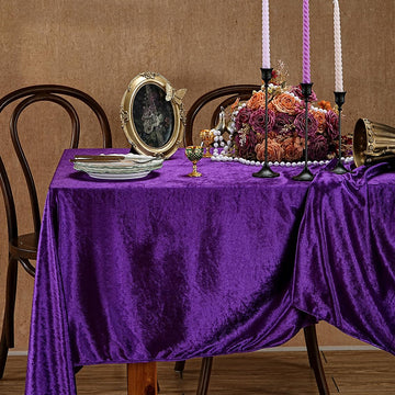 Purple Velvet Tablecloth 60"x102" Luxurious Solid Rectangle Table Cloth