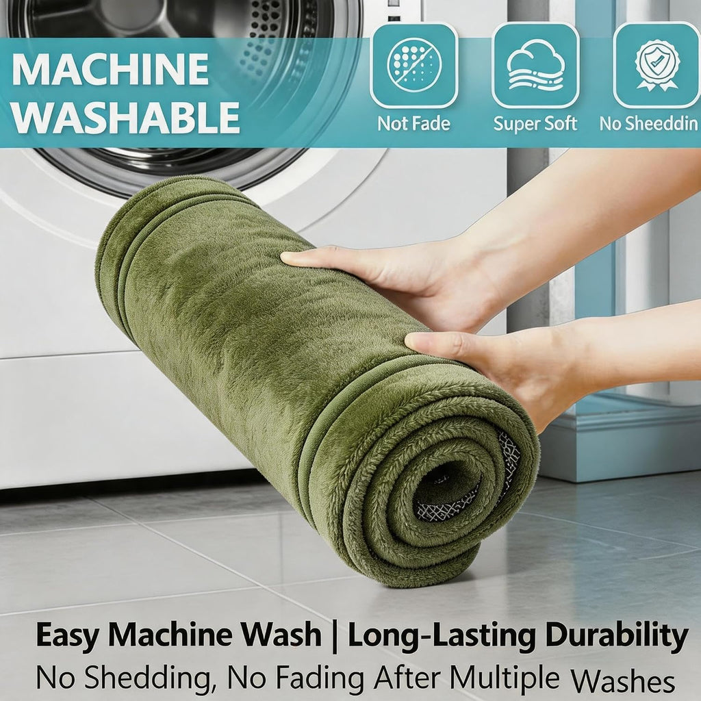 Bathroom Rugs Set Memory Foam Mats Non-Slip Bath Rug Set 3 Piece,Washable Bathroom Mats,Absorbent Shaggy Rug Super