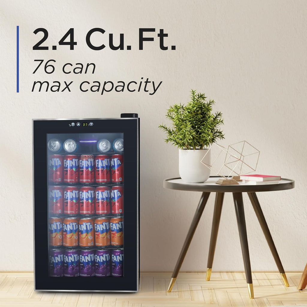 2.4 Cu. Ft. Beverage Cooler, Beverage Fridge with Double Pane Glass Door