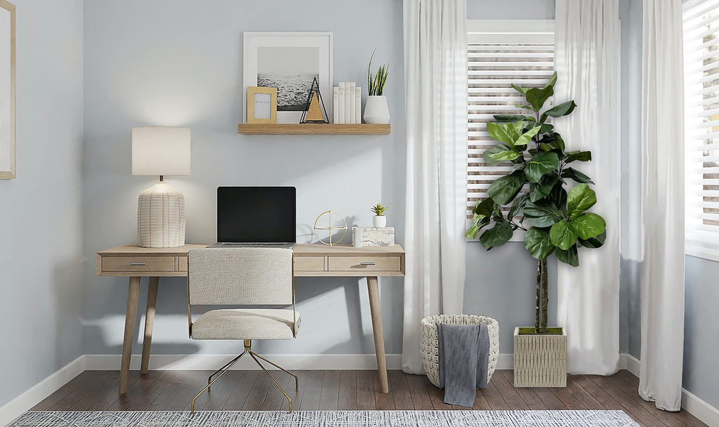 Handmade 5ft Fiddle Leaf Fig Ficus Lyrata Artificial Tree with Ethically Sourced Real Wood Trunks, Hypoallergenic