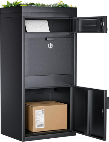 Package Delivery Boxes & Mailbox with Plant Roof, Large Parcel Drop Box with Coded Lock