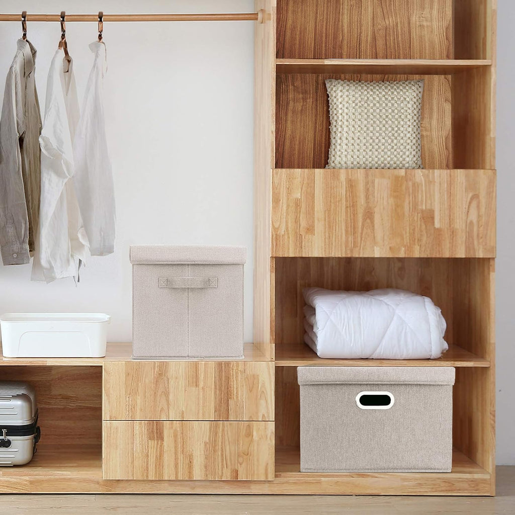 Large Storage Bins with Lids, Collapsible, Washable, Fabric Storage Boxes for Organizing, 17.3x11.8x11.4 inches, 5