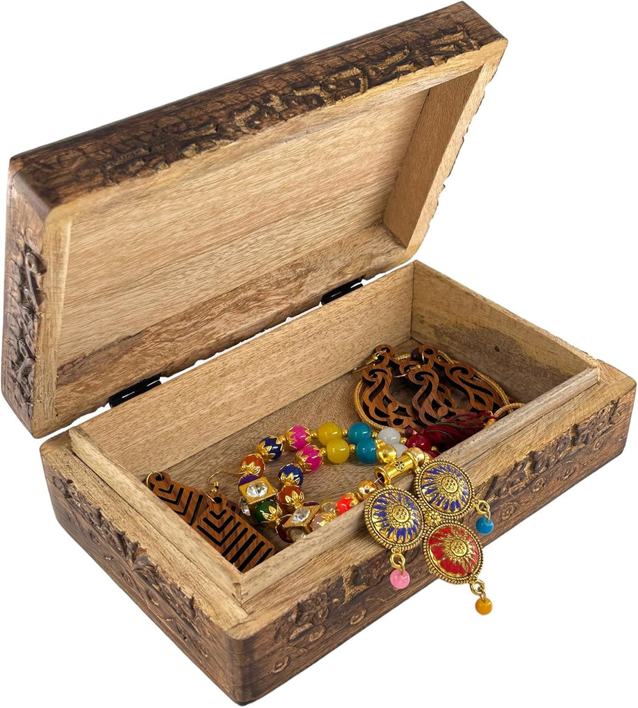 Wooden Keepsake Box Memory Keepsakes Handmade Mini Jewellery Box, Floral Design