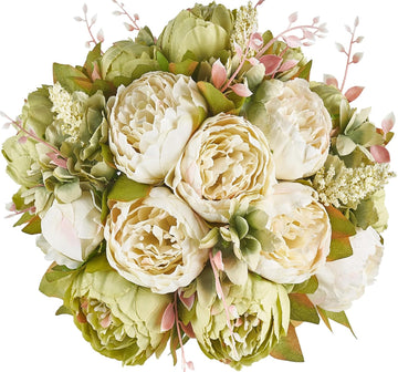 Peonies Artificial Flowers, 13 Stems Faux Peonies Real Touch 2 Pack - Set of 2