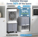 Upgraded Cooling 10 Gallon Evaporative Air Cooler, Swamp Cooler with 120° Oscillation, 7-Hour Timer, Remote Control