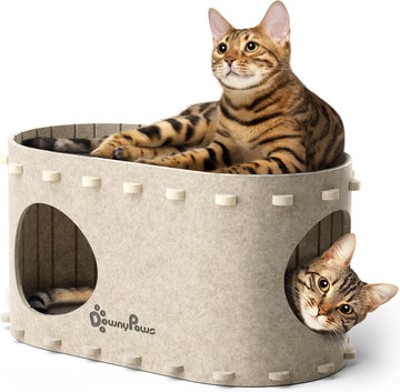 Cat House for Indoor Cats, Cat Bed Cave for Multiple & Large Cats Up to 22 Lbs, Scratch Resistant