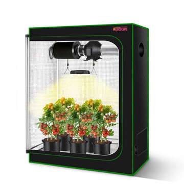 48"x24"x60" Grow Tent, Reflective 600D Mylar, Hydroponic Grow Tent with Observation Window and Floor Tray for Indoor