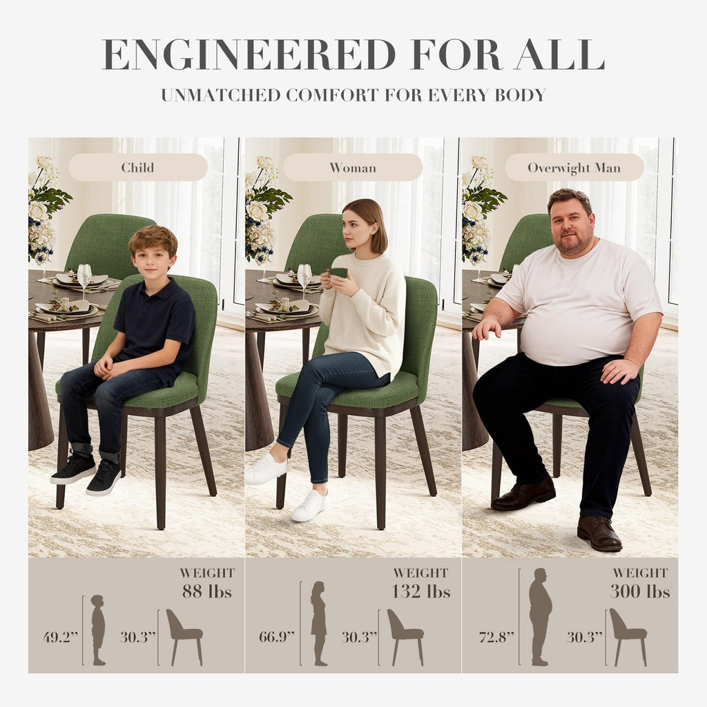 Upholstered Dining Chairs Set of 2, Modern Kitchen Chairs with Back, Leather Side Dining Room Chairs with Wood Legs