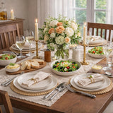 Ceramic Dinnerware Sets, Handpainted Plates and Bowls Set with Rustic Terracotta Underside