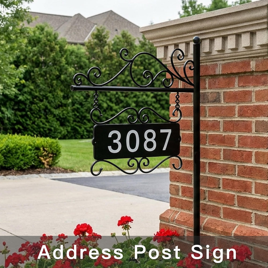 Metal Address Sign, Home Numbers Plaque, Address Post Sign Double-Sided