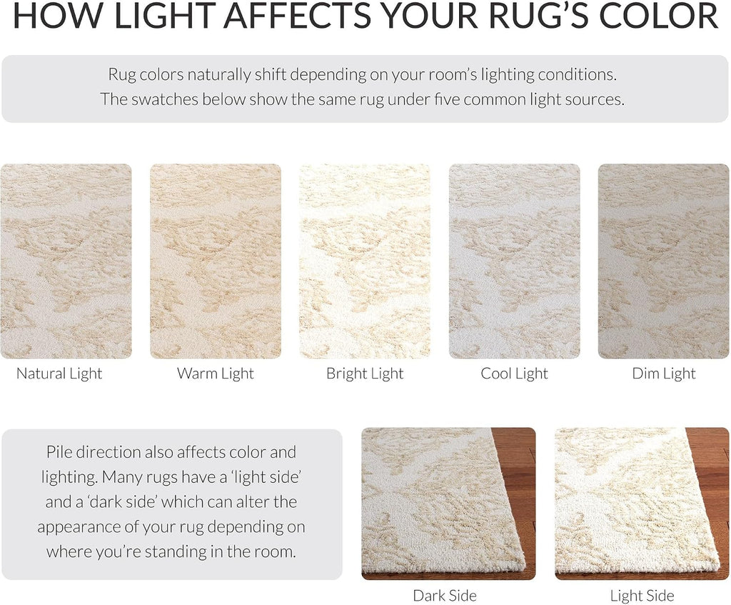 Abstract Collection X-Large Area Rug - 11' x 15', Ivory & Beige, Handmade Wool, Ideal for High Traffic Areas in