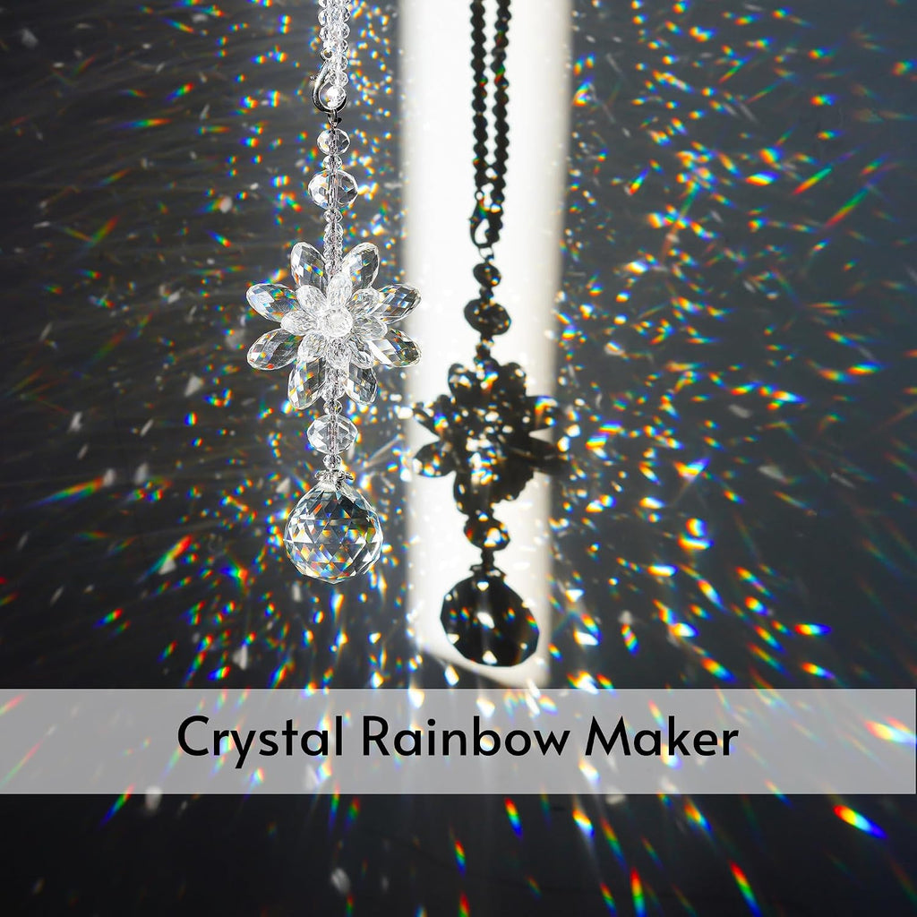 Clear Crystal Ball Flower Prism Suncatcher Car Mirror Charm Decor - Crystal Ball Flower Prism Suncatcher Charm Feng