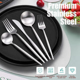Matte Silverware Set for 6,Modern Stainless Steel Brushed Cutlery Set,30-Pieces Heavy Duty Flatware Set