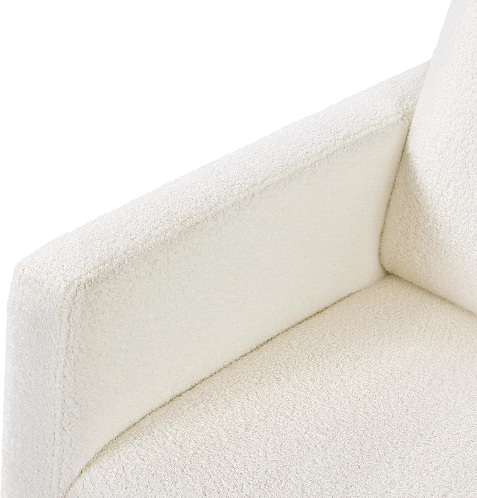 28in Wide Padded High Back Nursery Rocking Chair, Ivory Boucle | Thick Foam Glider Chair, Nursing Chair with High