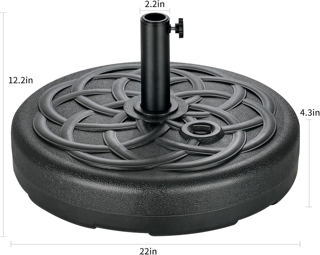 Patio Umbrella Base Stand - 112 lbs 22" Fillable Outdoor Umbrella Base