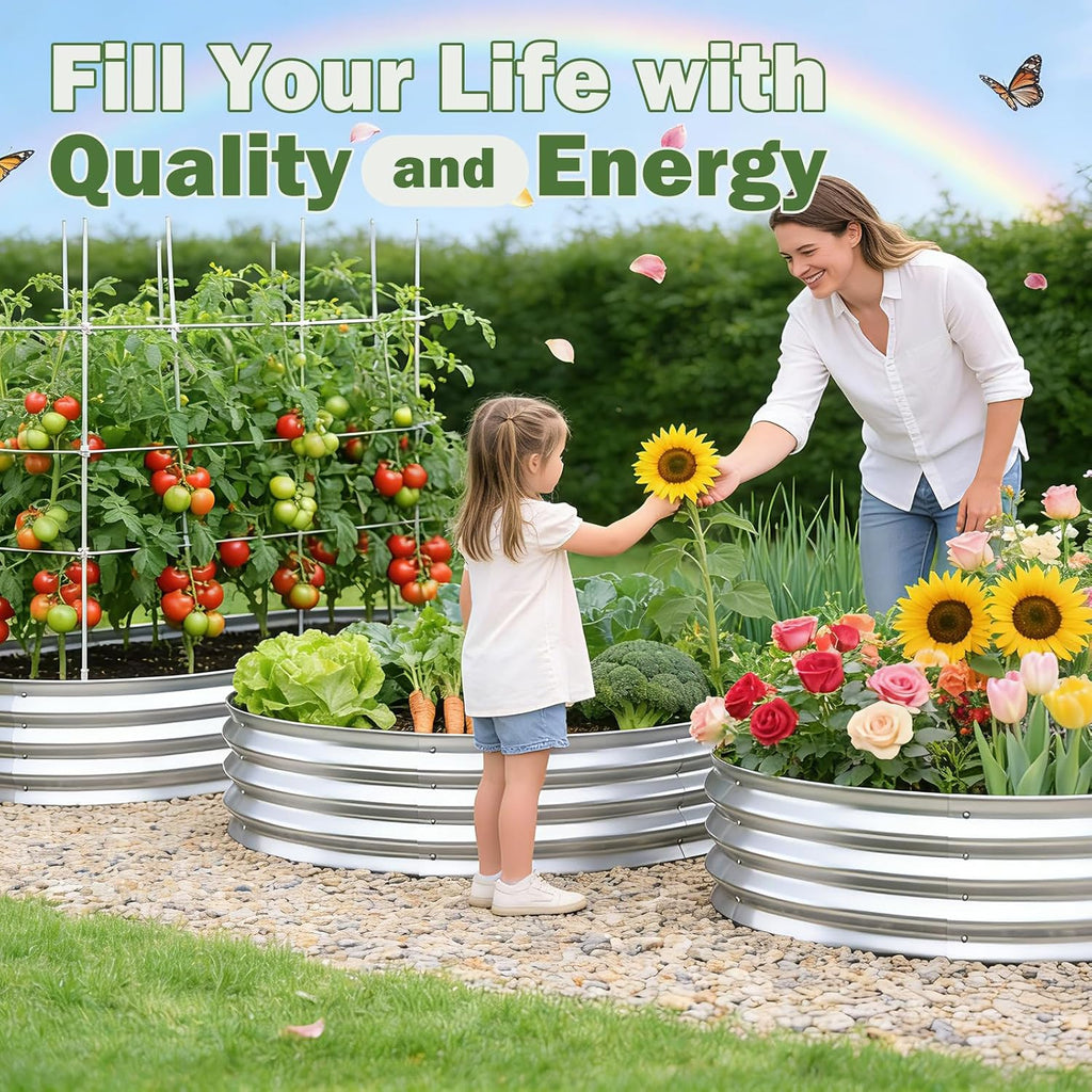 Galvanized Raised Garden Bed Outdoor, 8x4x1ft(2 Pack) Metal Heavy Duty Planter Boxes for Gardening, Easy Assemble