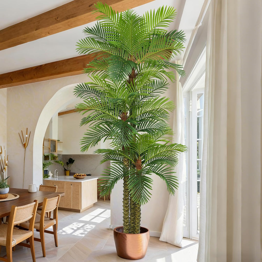 Palm Tree 10FT Tall Large Faux Trees with Realistic Leaves, Fake Floor Potted Artificial Plants Living Room Decor