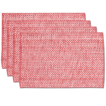 100% Cotton Placemats Rectangle Two Tone Woven Fabric 13" x 19" Soft Durable Table Mat Set, Set of 4, Pink