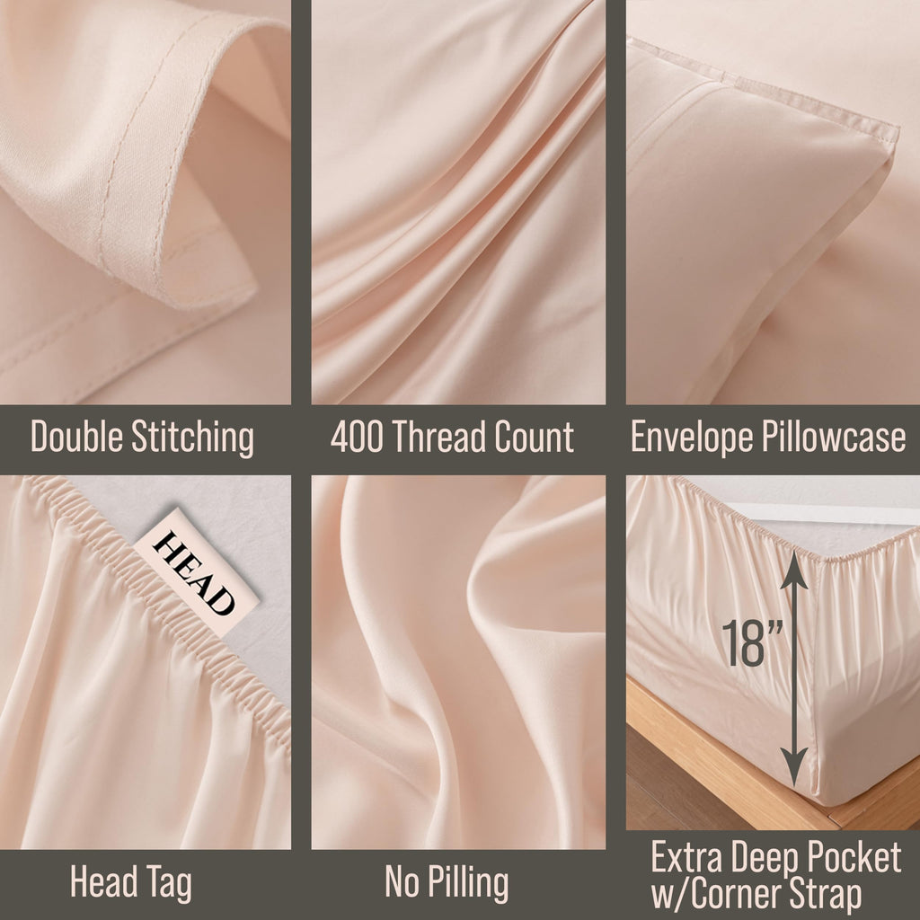 Bella Coterie 6 Piece Luxury Bamboo Viscose Queen Sheet Set