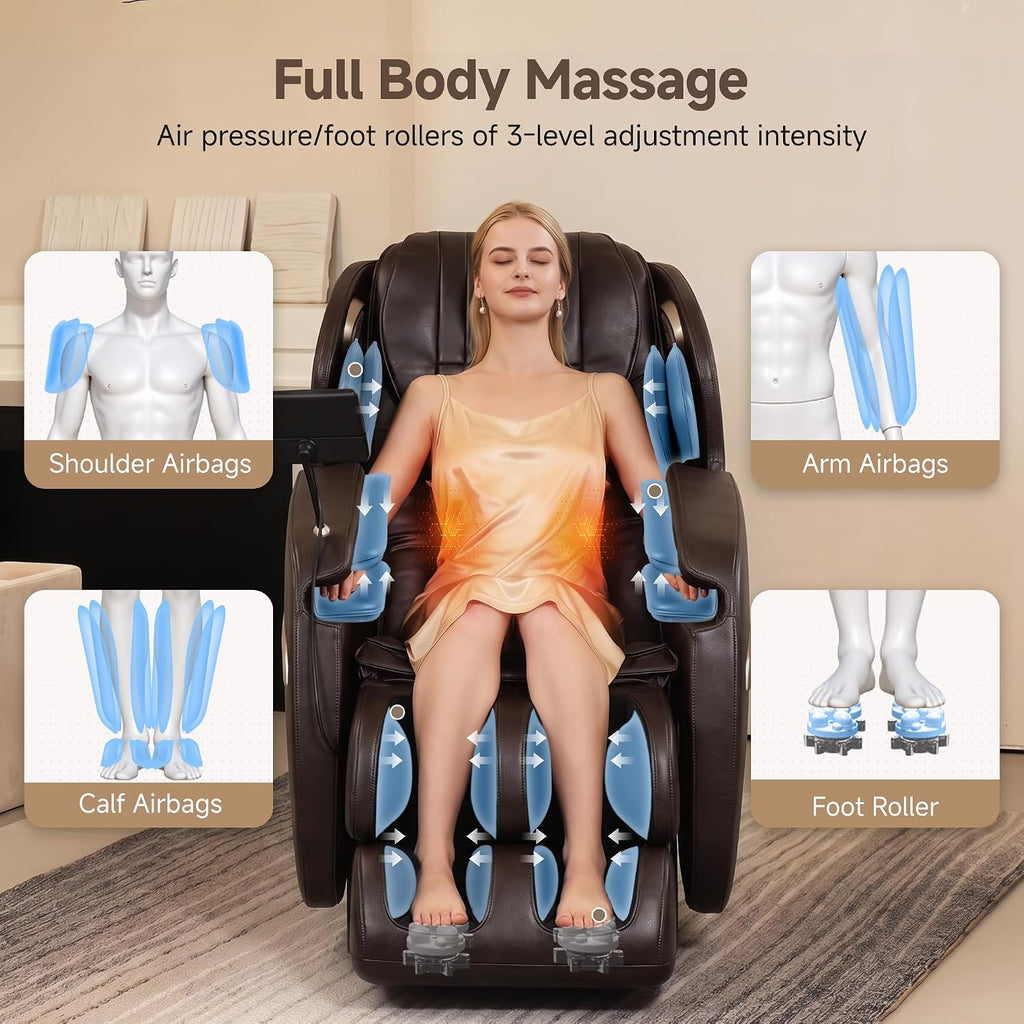 Upgraded 2D SL-Track Massage Chair,Recliner Full Body Zero Gravity with 8 Auto Modes and Upgraded LCD Screen,Added