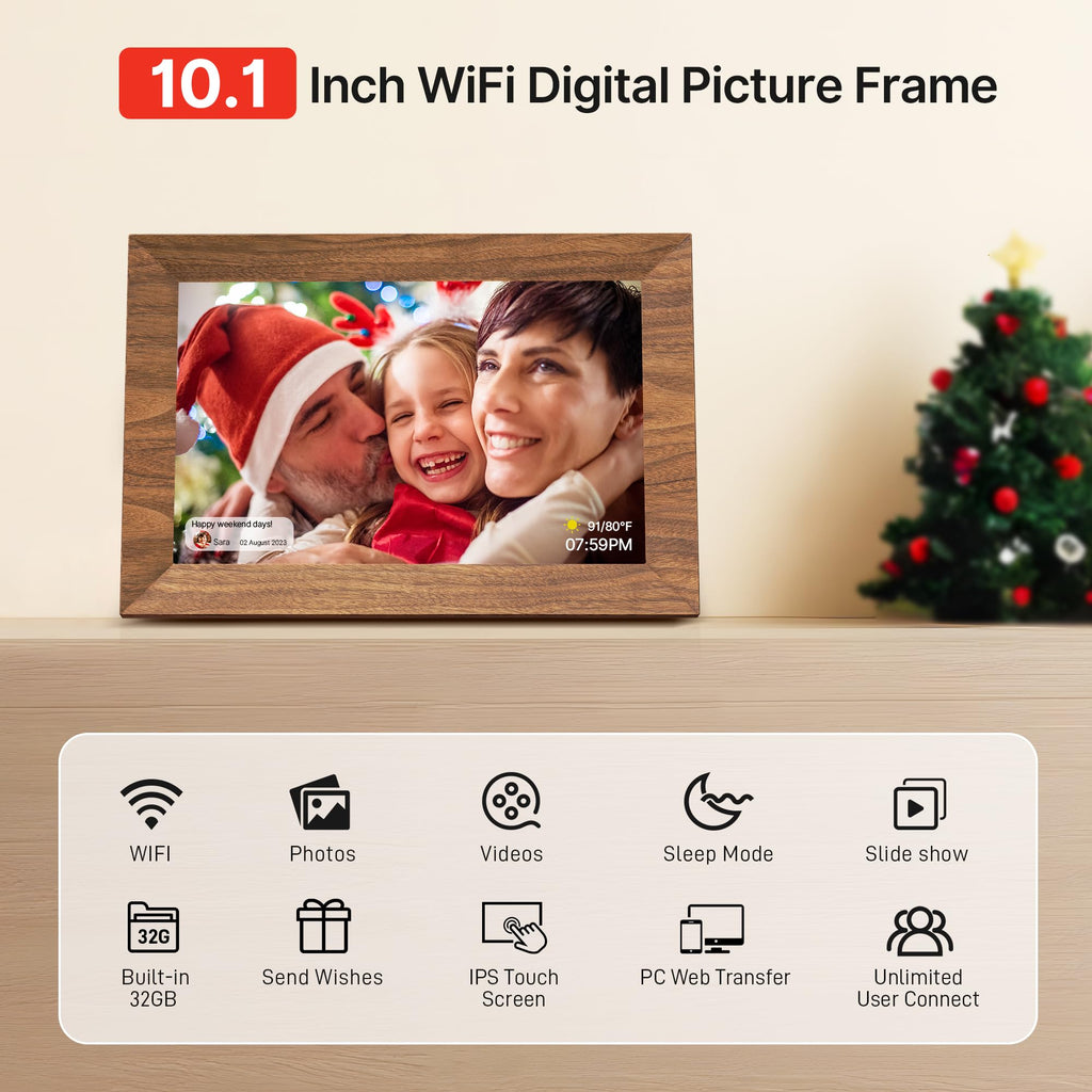 Uhale 10.1" Digital Photo Frame 32GB Storage WiFi Electronic Picture Frames