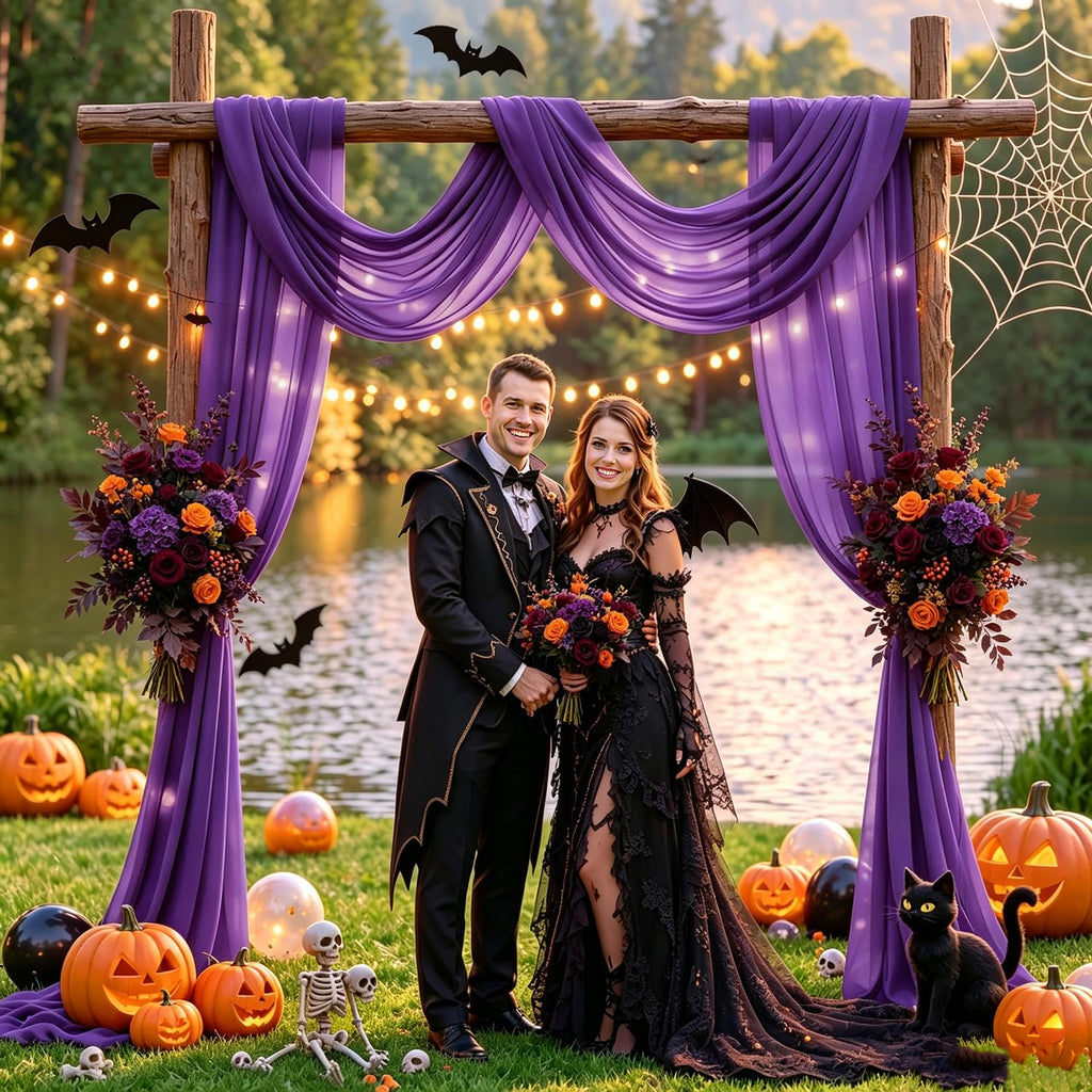 Purple Wedding Arch Draping Fabric Halloween Arch Drapes Sheer Fabric for Draping 20ft Wedding Draping Fabric for