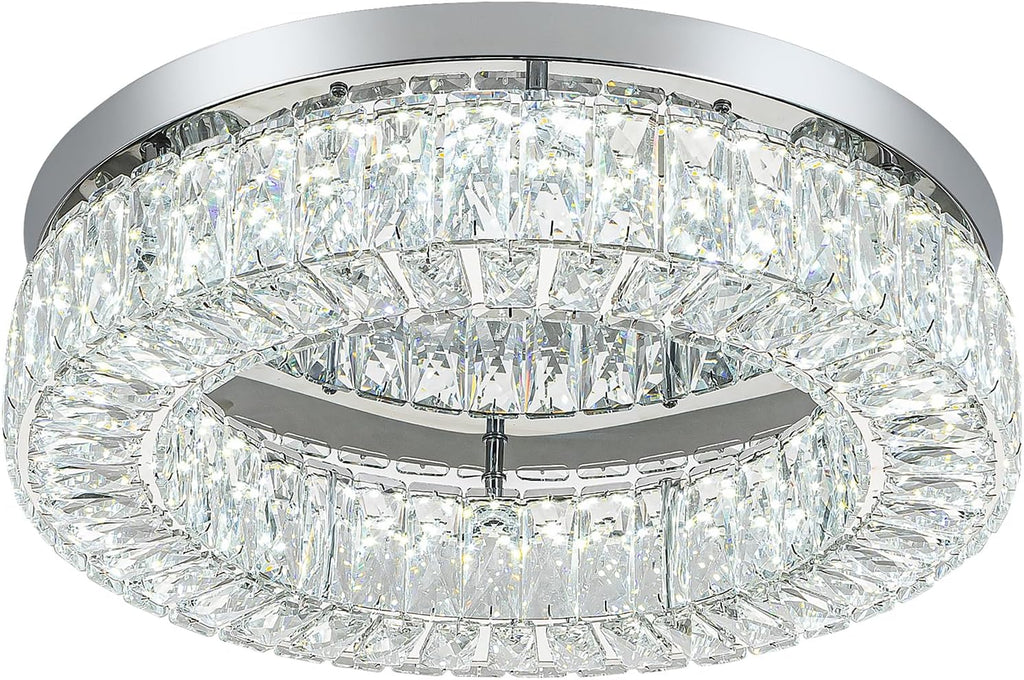 18 Inch Crystal Chandelier LED Ceiling Light Flush Mount Ceiling Light Fixtures Luxury Large Chandelier Light for